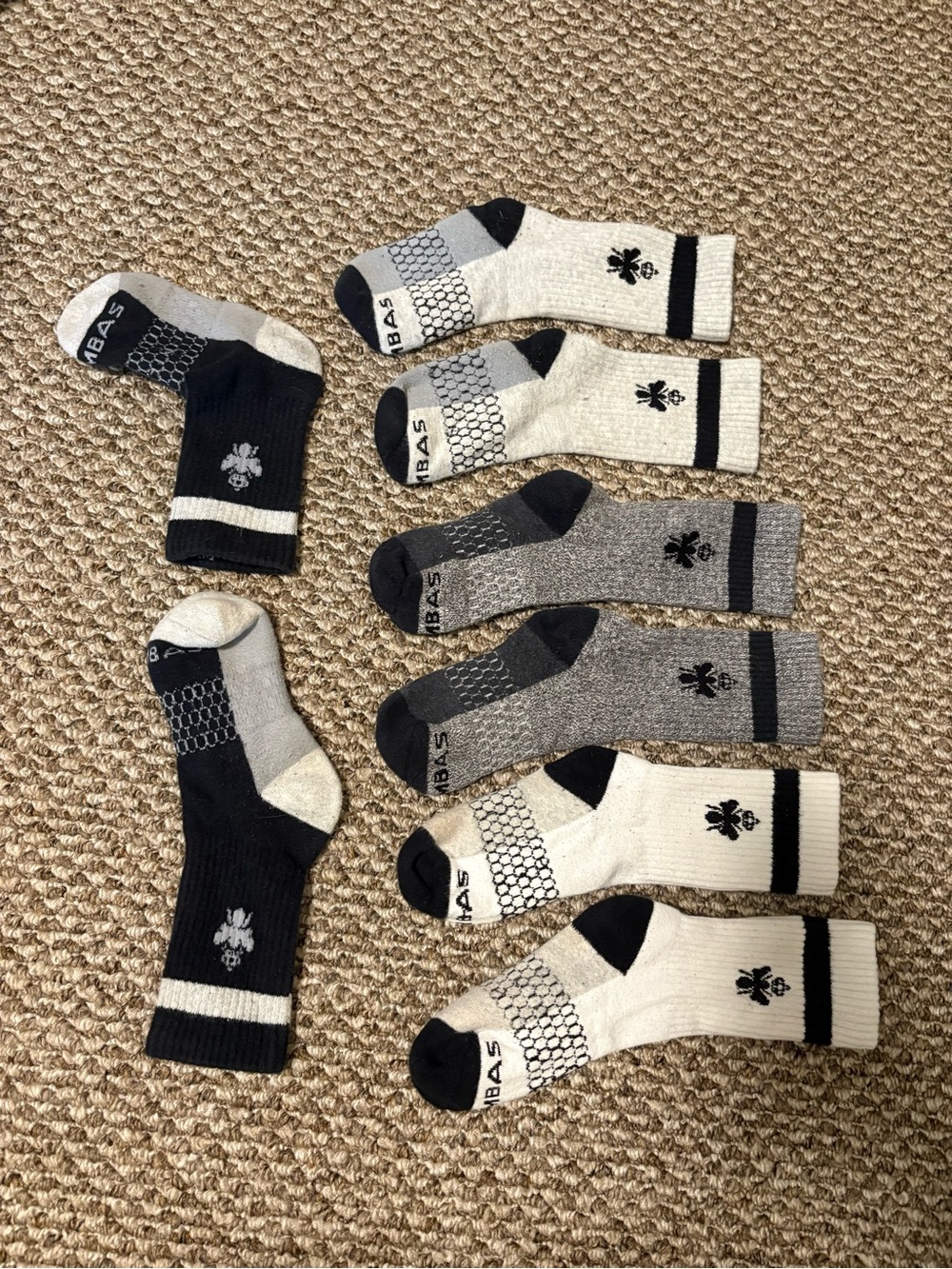 Performance Crew Socks - Black, Gray & White - Bombas - child size